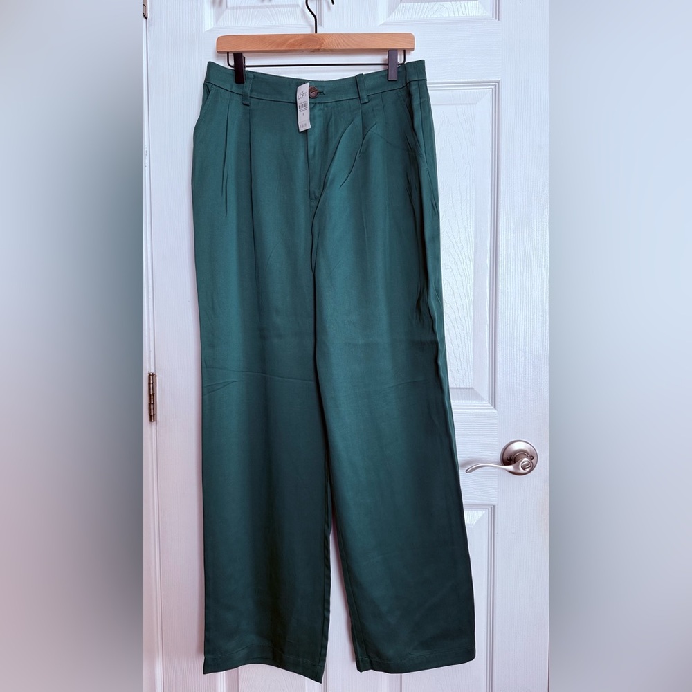 LOFT Wide Leg Pants in Deep Teal Green